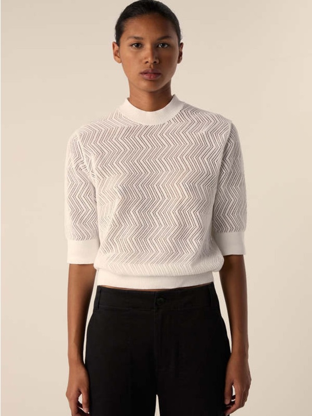 Proenza Schouler Nicola Open Knit Sweater White Sz S Cotton